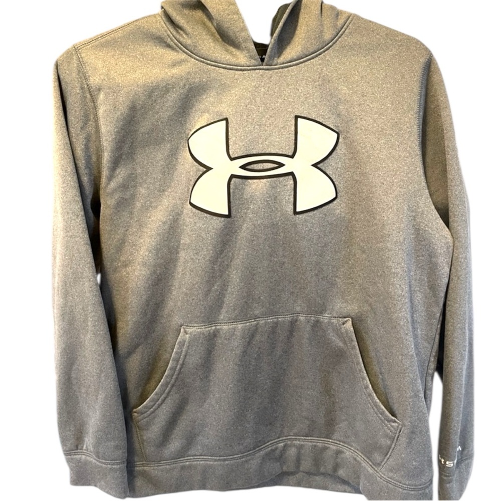 UA Under Armour Gray Reflective Hoodie Pullover Boys Youth Size Large